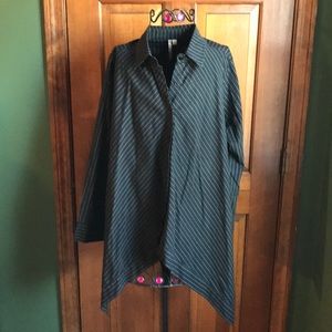 Comfy USA Tunic Blouse Black Pinstripes XL